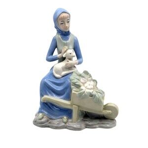 Vintage Imcor Porcelain Lady with Lamb Figurine